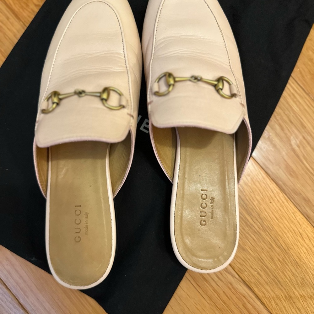 Gucci Light Pink Leather Horsebit Princetown Mules Backless Loafers sz 38.5 / 8 - Picture 5 of 5
